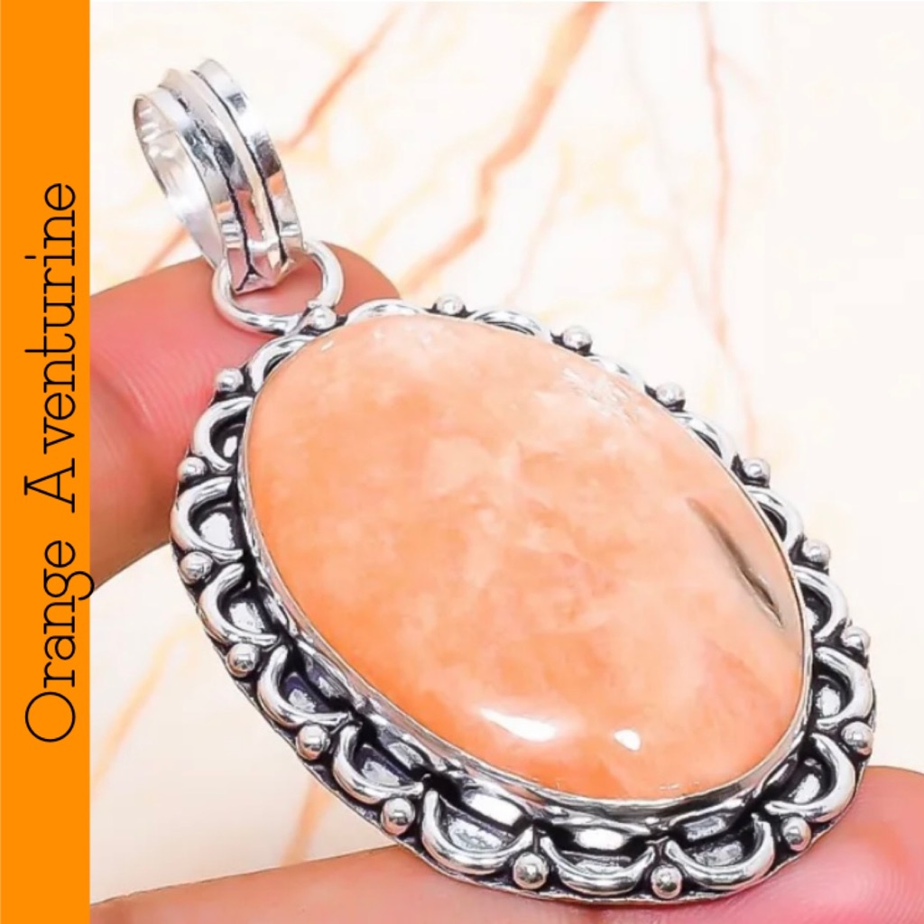 Orange Aventurine Gemstone Handmade Pendant Necklace